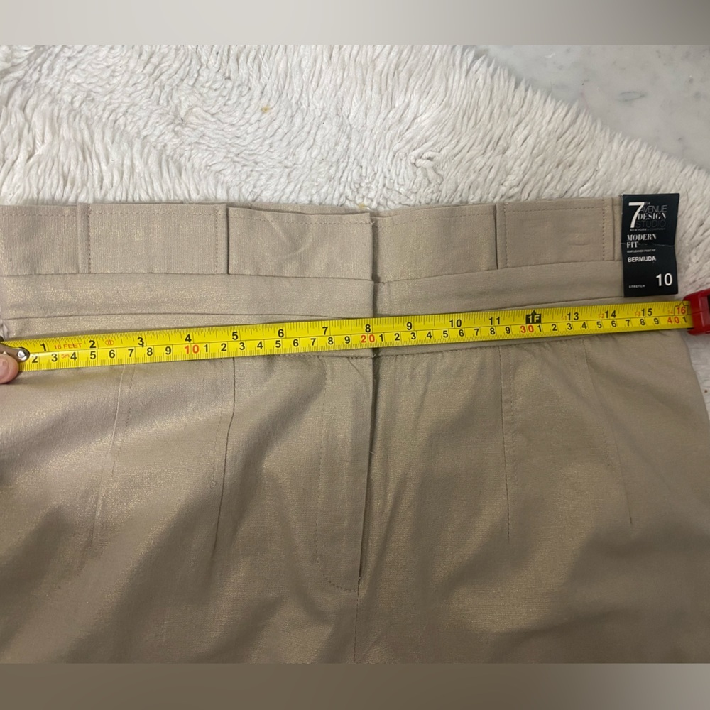 7th Avenue Tan Golden Shiny High Rose Bermuda Shorts​ - Picture 7 of 7